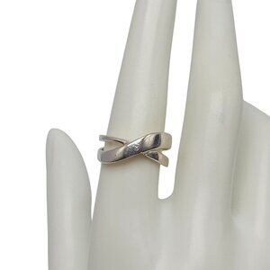 Sterling Silver Crossover Band Ring For Women Vintage Size 7